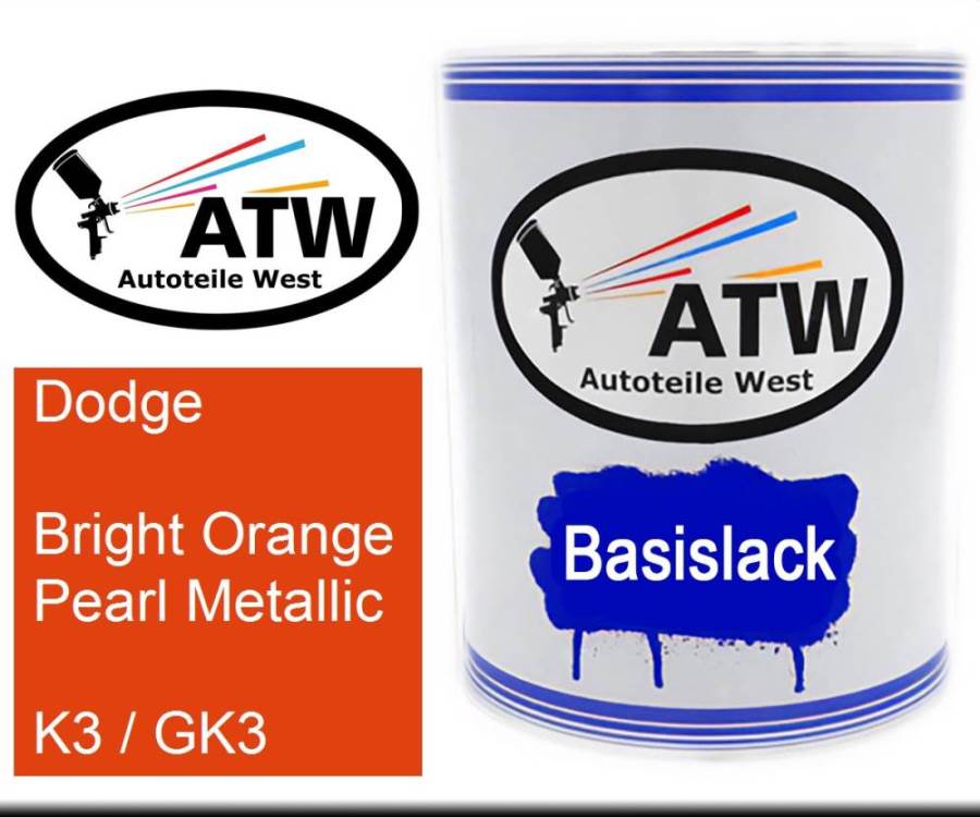 Dodge, Bright Orange Pearl Metallic, K3 / GK3: 1L Lackdose, von ATW Autoteile West.